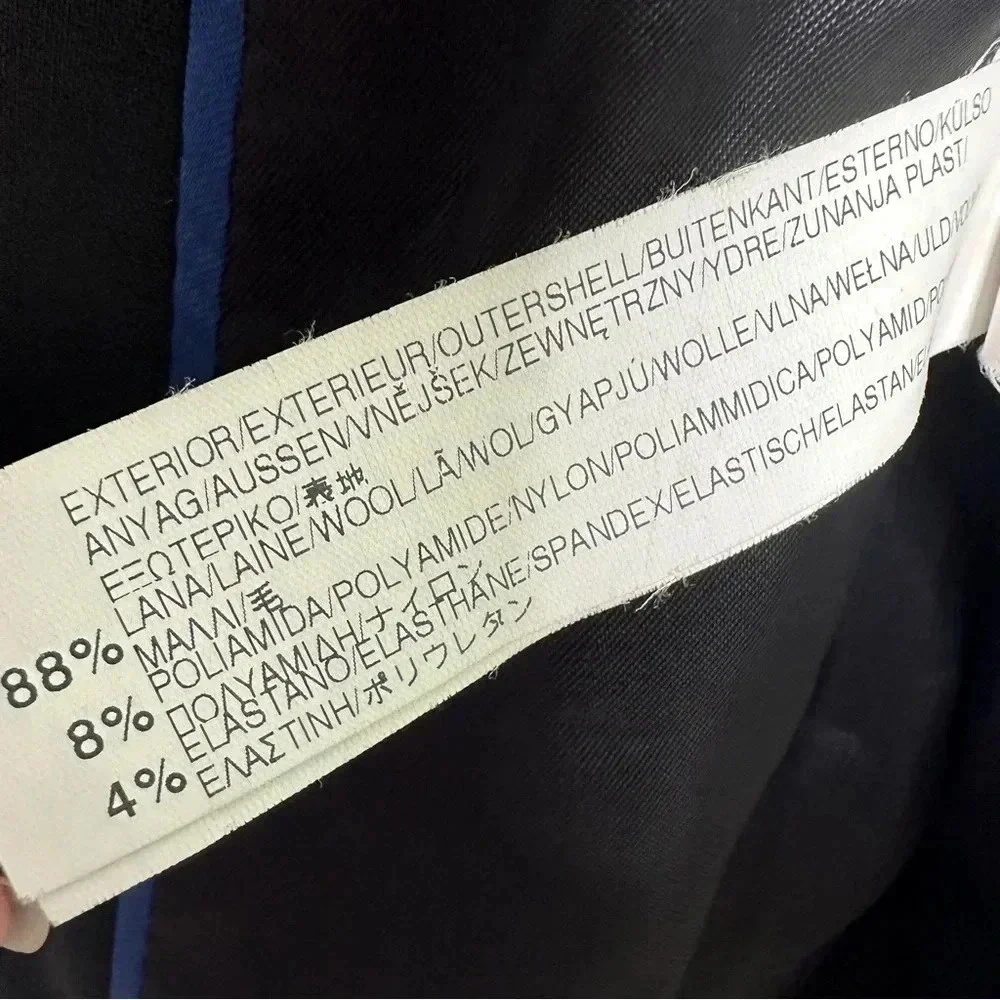ZARA Man Black Wool Blend Two Button Blazer Size 42